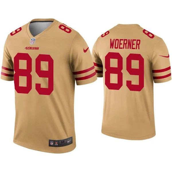 Men San Francisco 49ers #89 Charlie Woerner Nike Gold Inverted Legend NFL Jersey